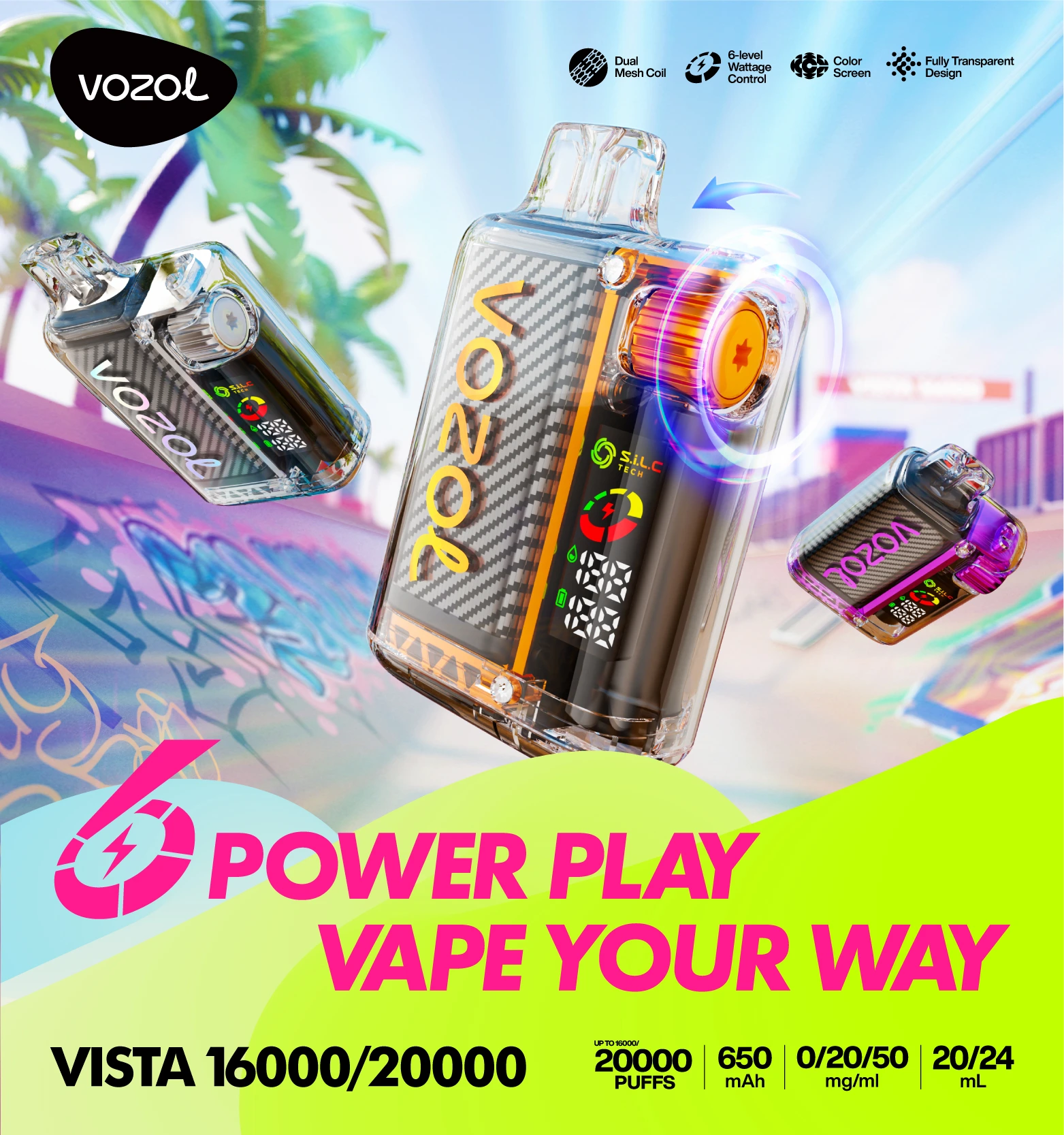 Vozol Vape 20000 Puffs Miami Mint By VOZOL VISTA 20000 Puffs Disposable Pod